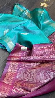 Pure Tussar Silk Woven - Teal Sea Green