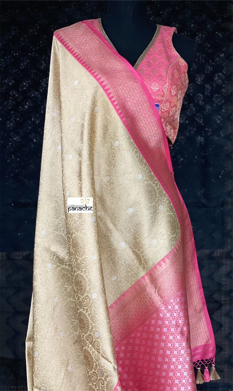 Pure Katan Silk Banarasi - Light Butter Yellow Golden Zari woven