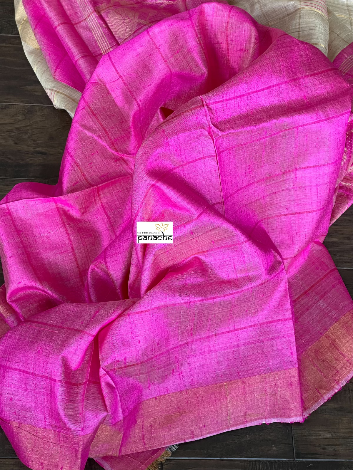 Tussar Silk - Beige Golden Pink