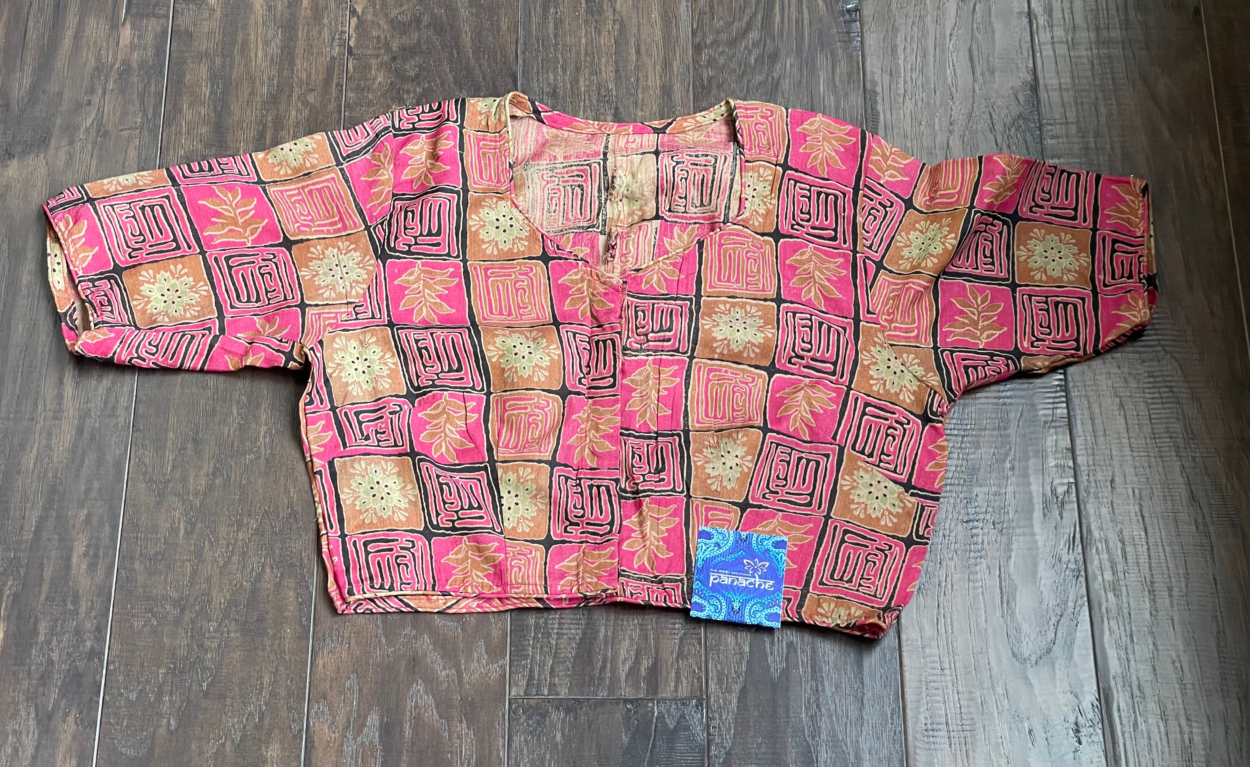 Designer Blouse - Pink Black Printed