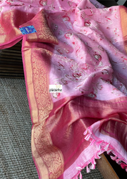 Embroidered Linen Silk - Bubblegum Pink