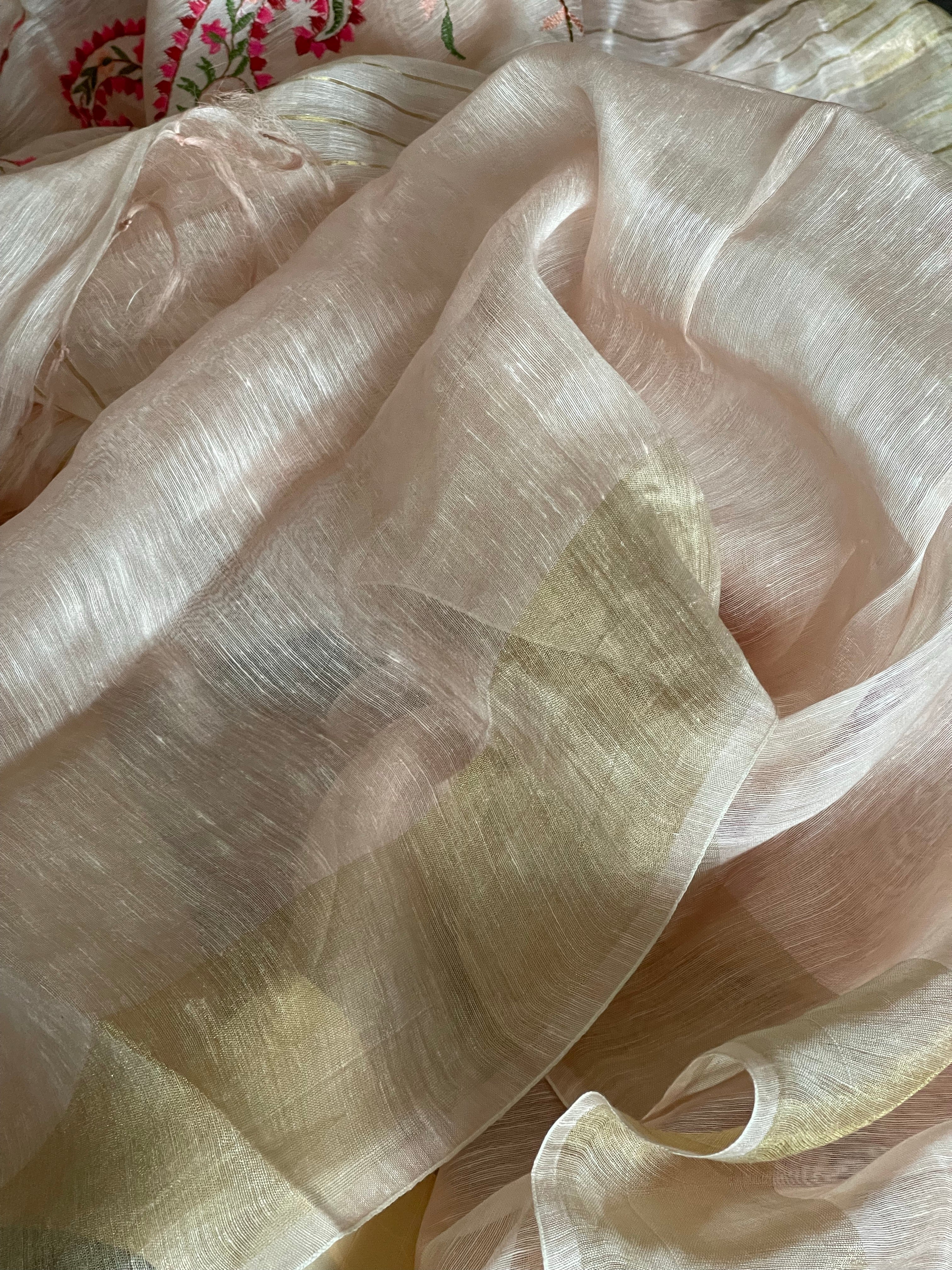 Embroidered Linen - Peach