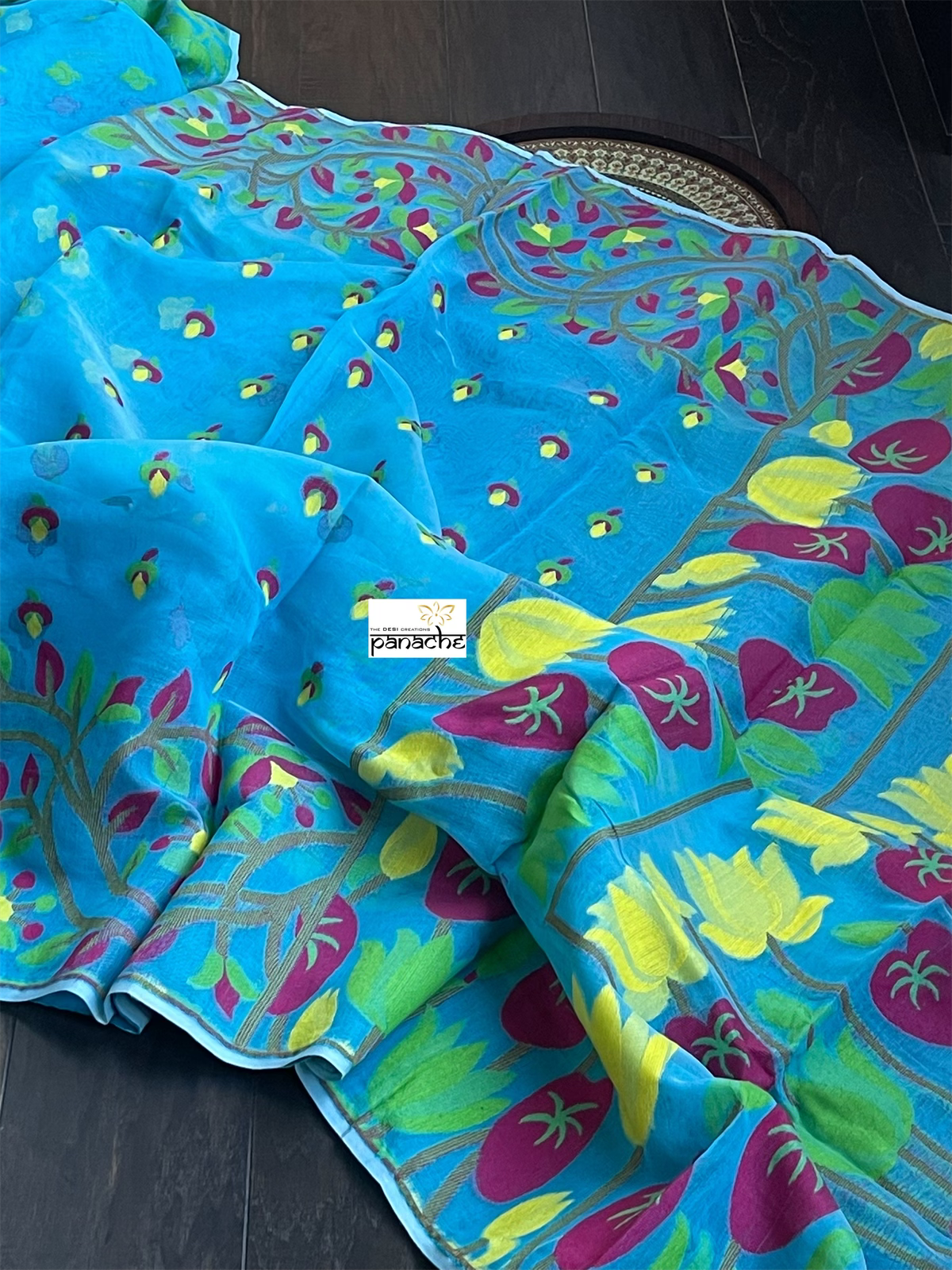 Soft Jamdaani  - Firozi Blue