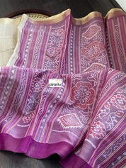 Pure Tussar Silk - Beige Purple
