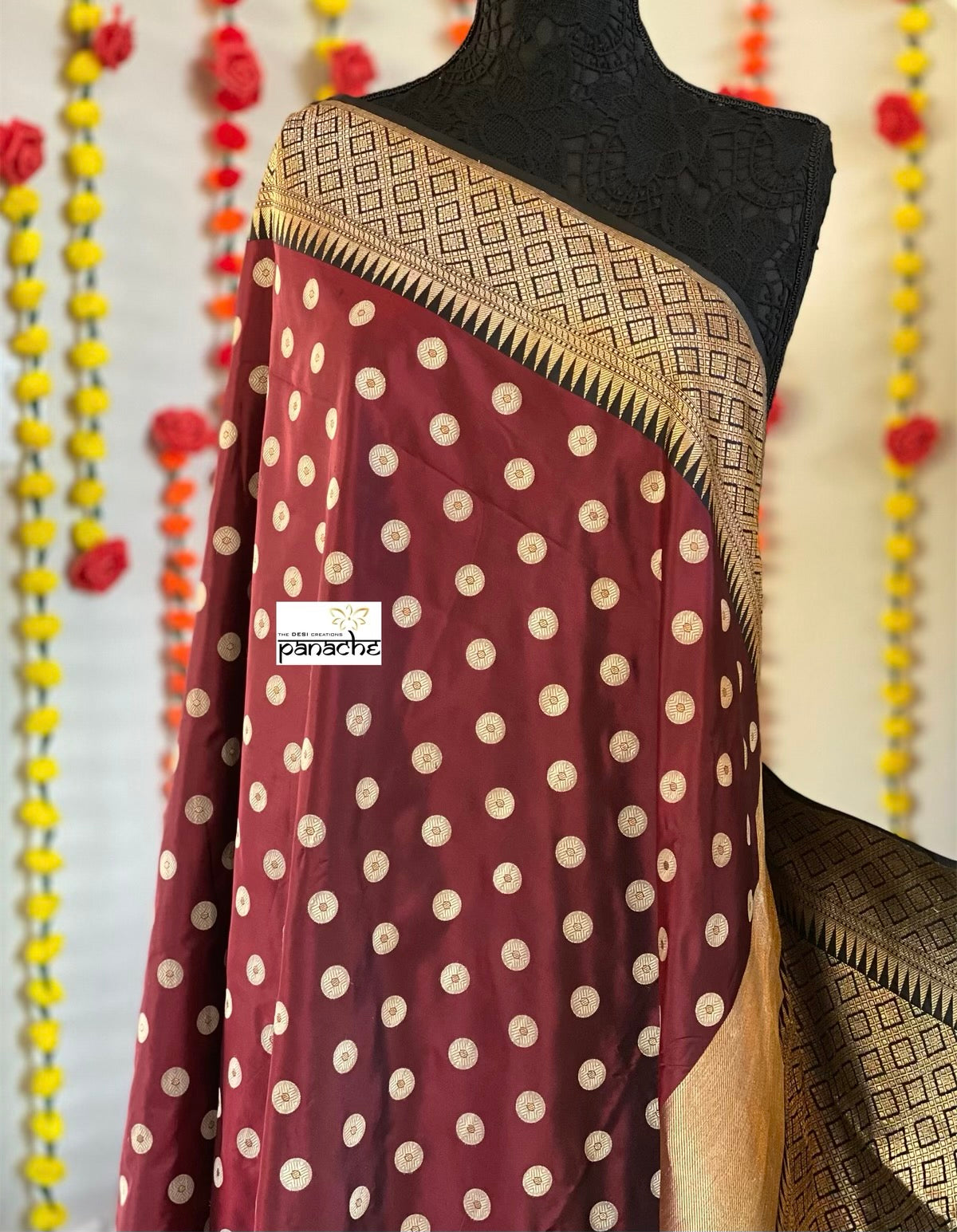 Pure Silk Katan Banarasi - Maroon Black