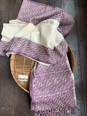 Pure Khadi Cotton Handloom - Off-White Violet Woven