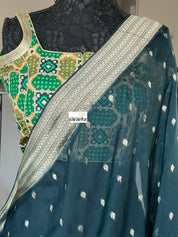 Designer Blouse - Green Black Woven