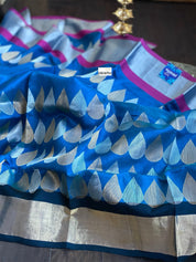 Pure Chanderi Pattu Silk - Royal Blue