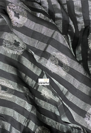 Pure Linen Matka Silk - Black Silver Zari