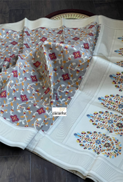 Kora Resham Woven - Grey Maroon