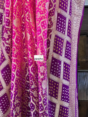 Bandhej Khaddi Georgette Banarasi - Pink Purple