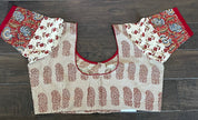Designer Blouse - Beige Red Blue