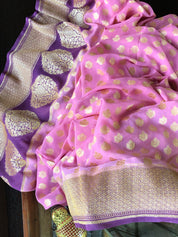 Khaddi Georgette Banarasi - Pink Purple Butidaar