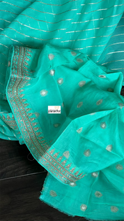Designer Georgette - Sea Green Embroidered