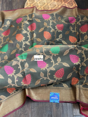 Cotton Silk Banaras Chanderi - Black Meenakari