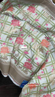 Soft Silk Banarasi - Off-White Checkered woven