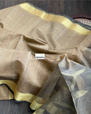 Cotton Silk Jamdaani - Brown Gold Zari