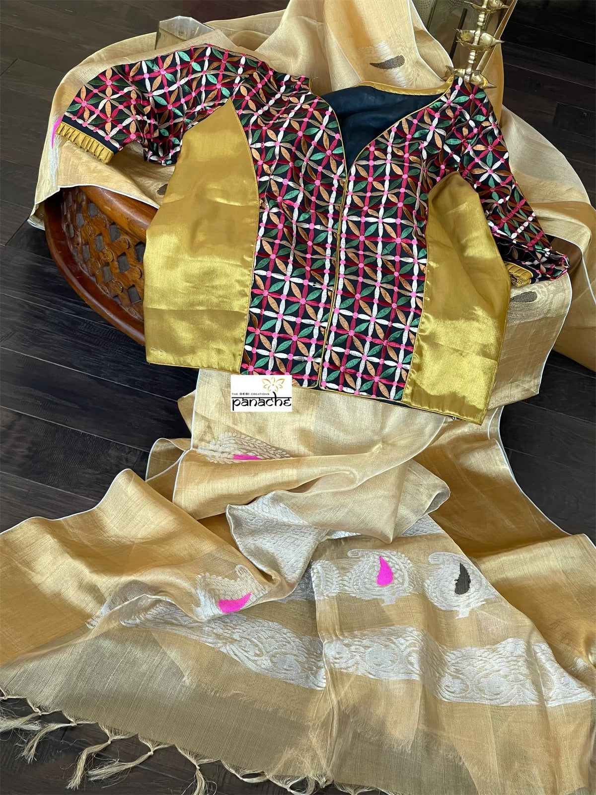 Designer Blouse - Gold Black Embroidered