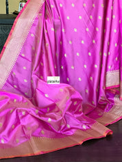 Pure Silk Iktara Banarasi - Pink Antique Golden Zari