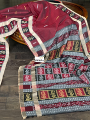 Pure Cotton Bomkai - Maroon Black