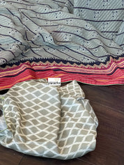 Designer Inspired Georgette Saree - Moss Grey Black Sequin