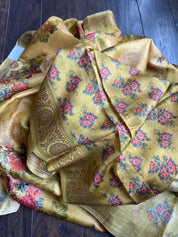 Chiniya Silk Banarasi Floral - Ochre Yellow
