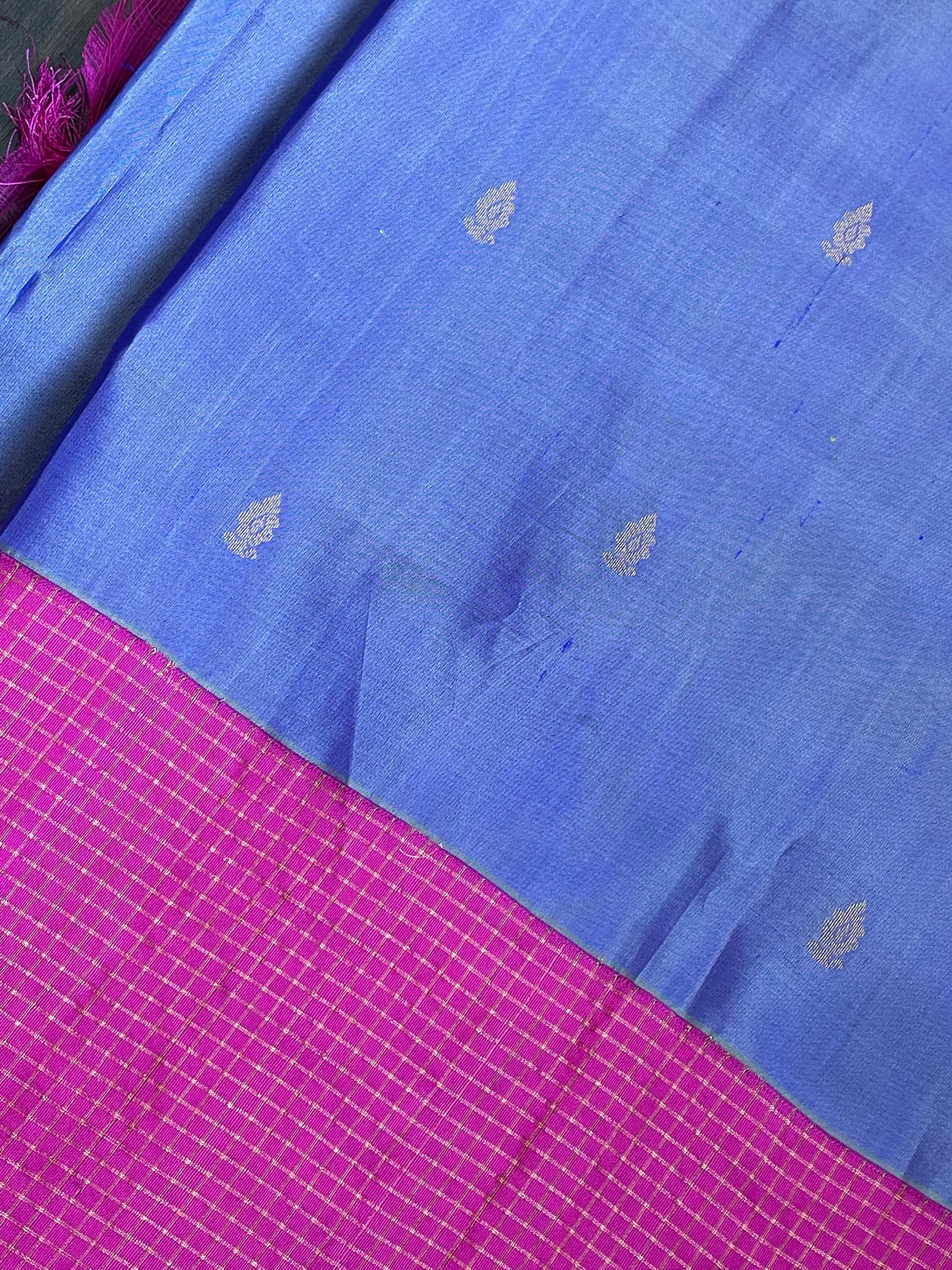 Silk Gadwal - Violet Magenta Pink Golden Zari