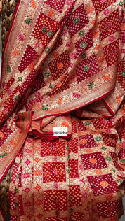 Bandhej Khaddi Georgette Banarasi - Red Gharchola