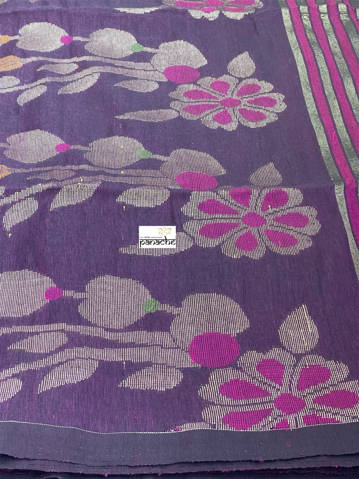 Linen Silk Woven - Dark Purple Meenakari
