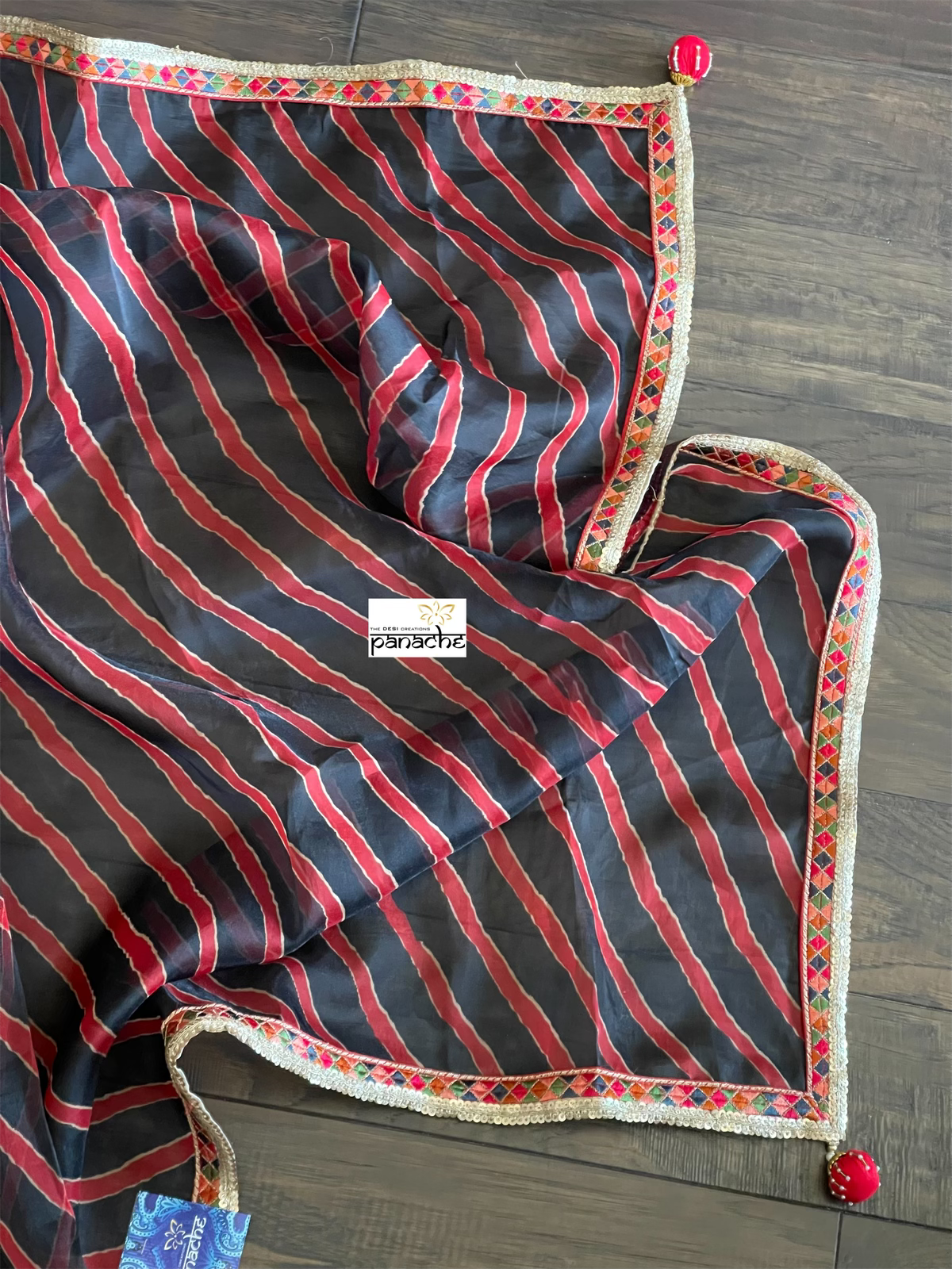 Designer Organza - Maroon Black