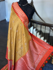 Tassur Silk Banarasi - Ochre Yellow Orange