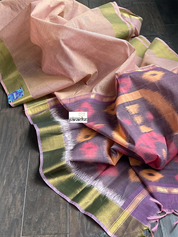 Cotton Silk - Peach Purple Ikat Woven