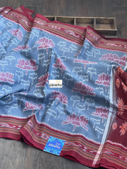 Pure Sambalpuri Cotton - Grey Pink Lotus