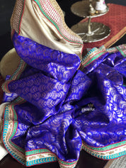 Designer Tussar Silk - Purple Golden Half Half