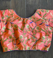 Designer Blouse - Peach Meenakari