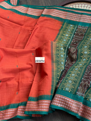 Pure Cotton Bomkai - Rust Orange Green