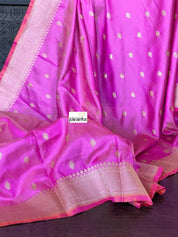 Pure Silk Iktara Banarasi - Pink Antique Golden Zari