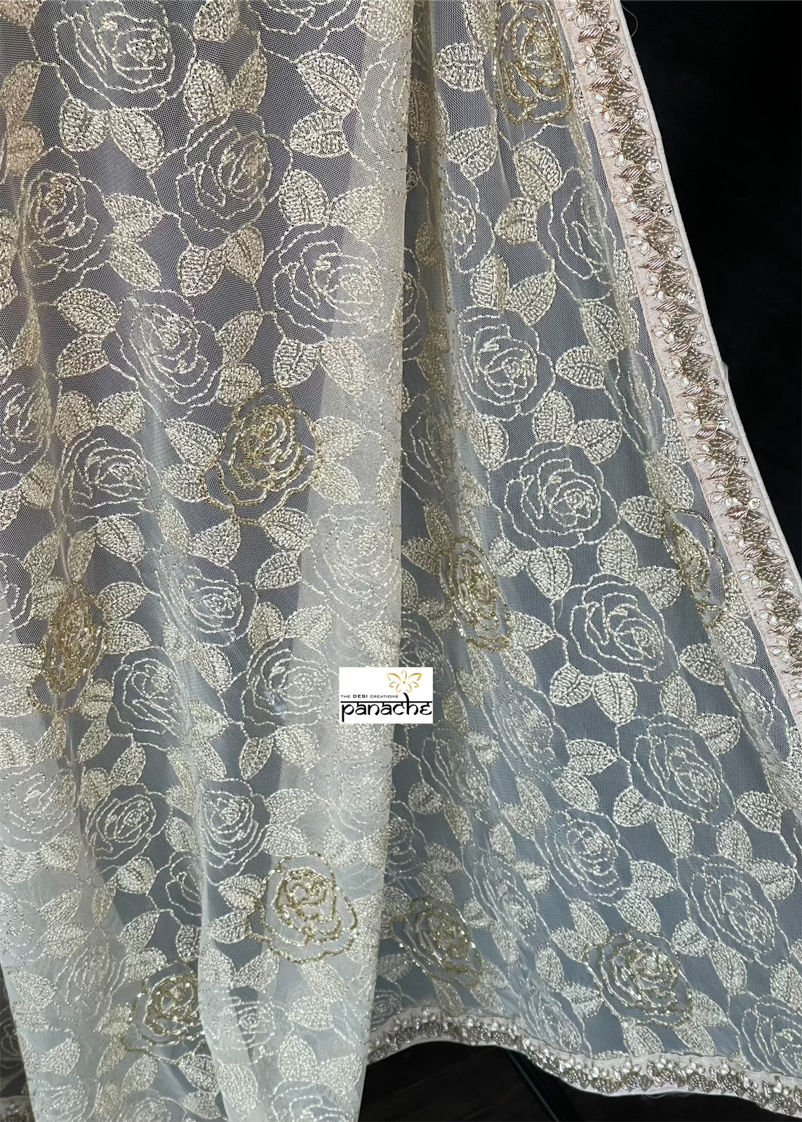Designer Georgette Net - Beige