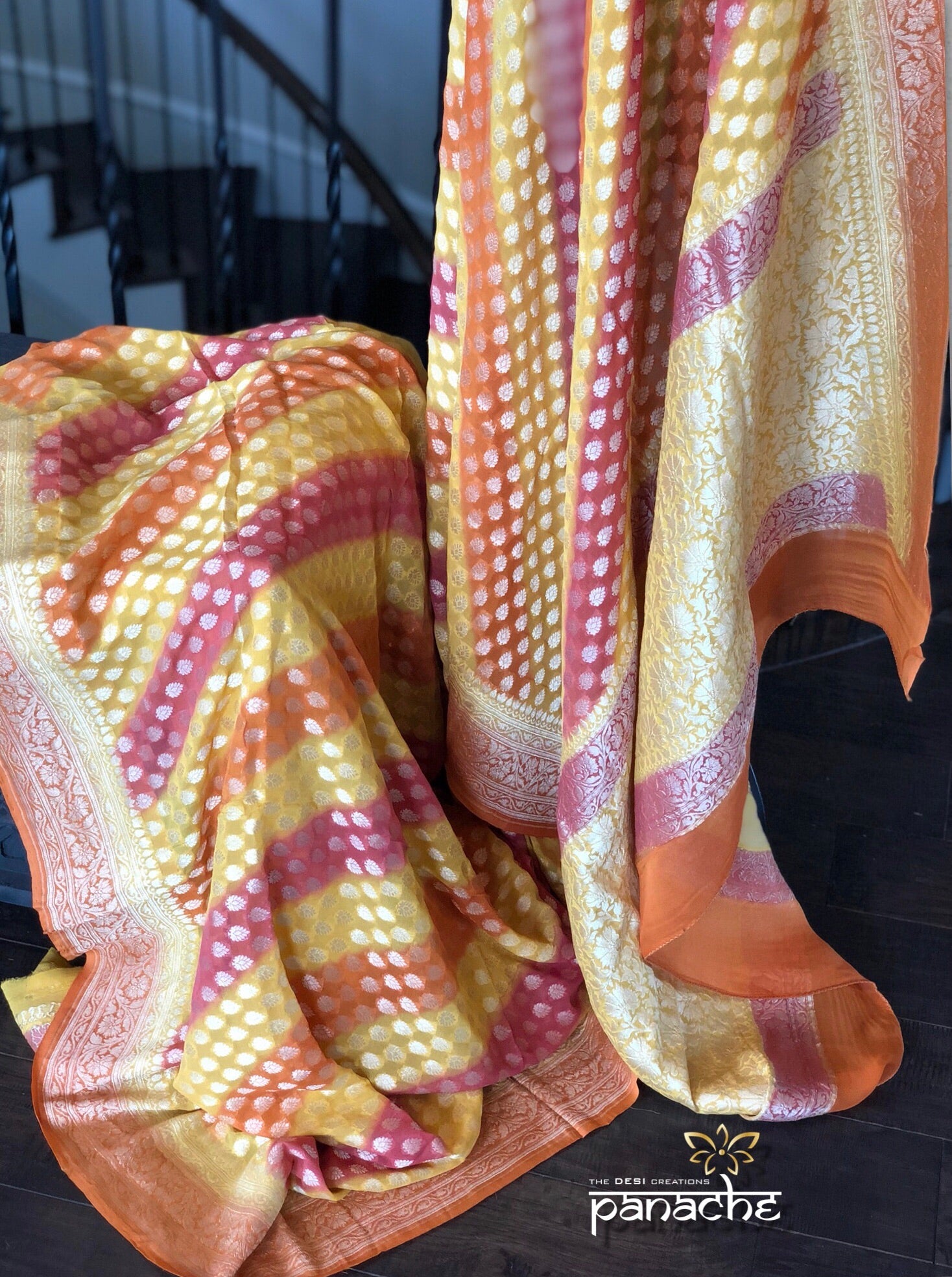 Khaddi Georgette Banarasi - Yellow Rust