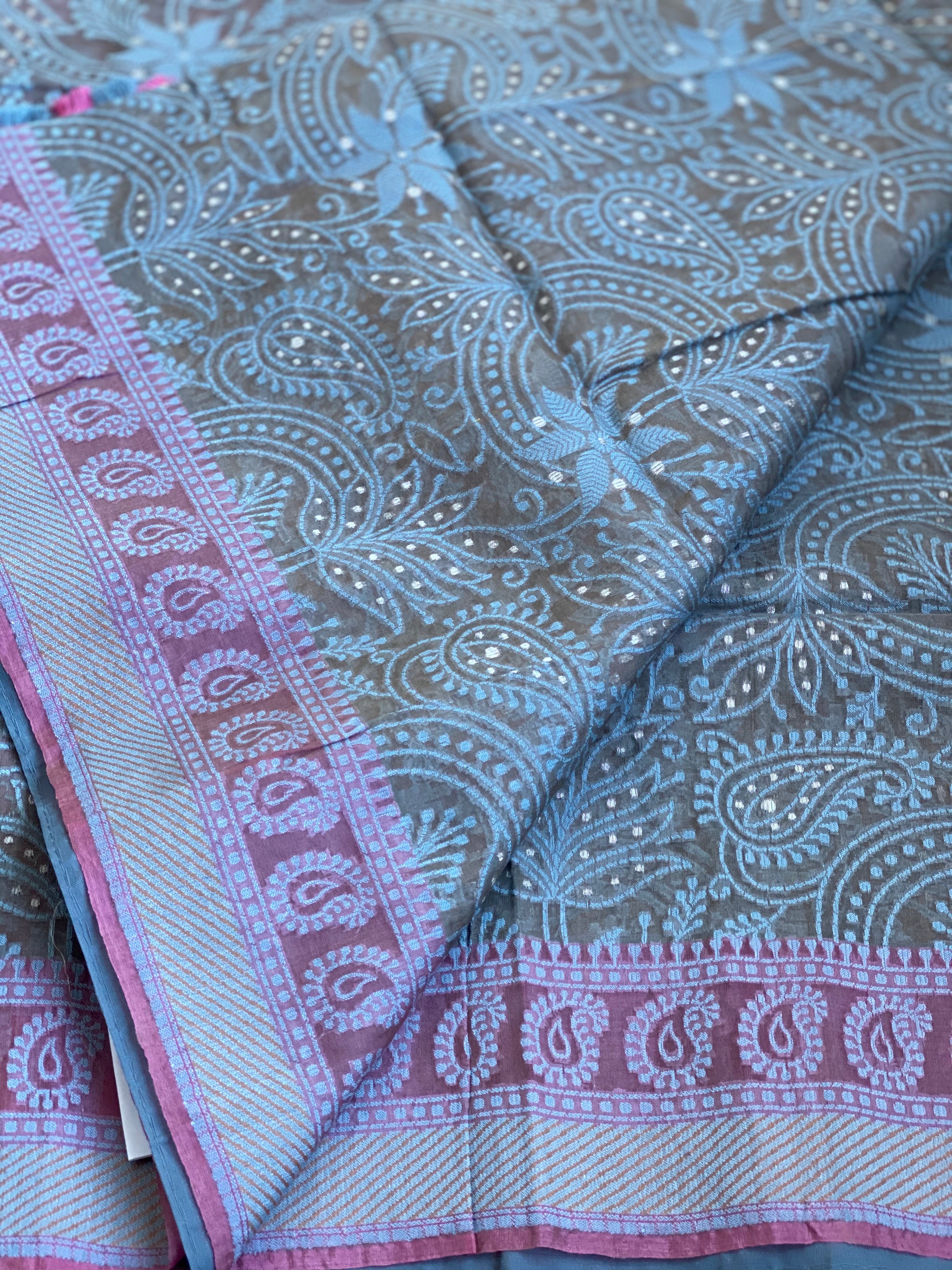 Organza Silk Banarasi - Grey Resham Woven