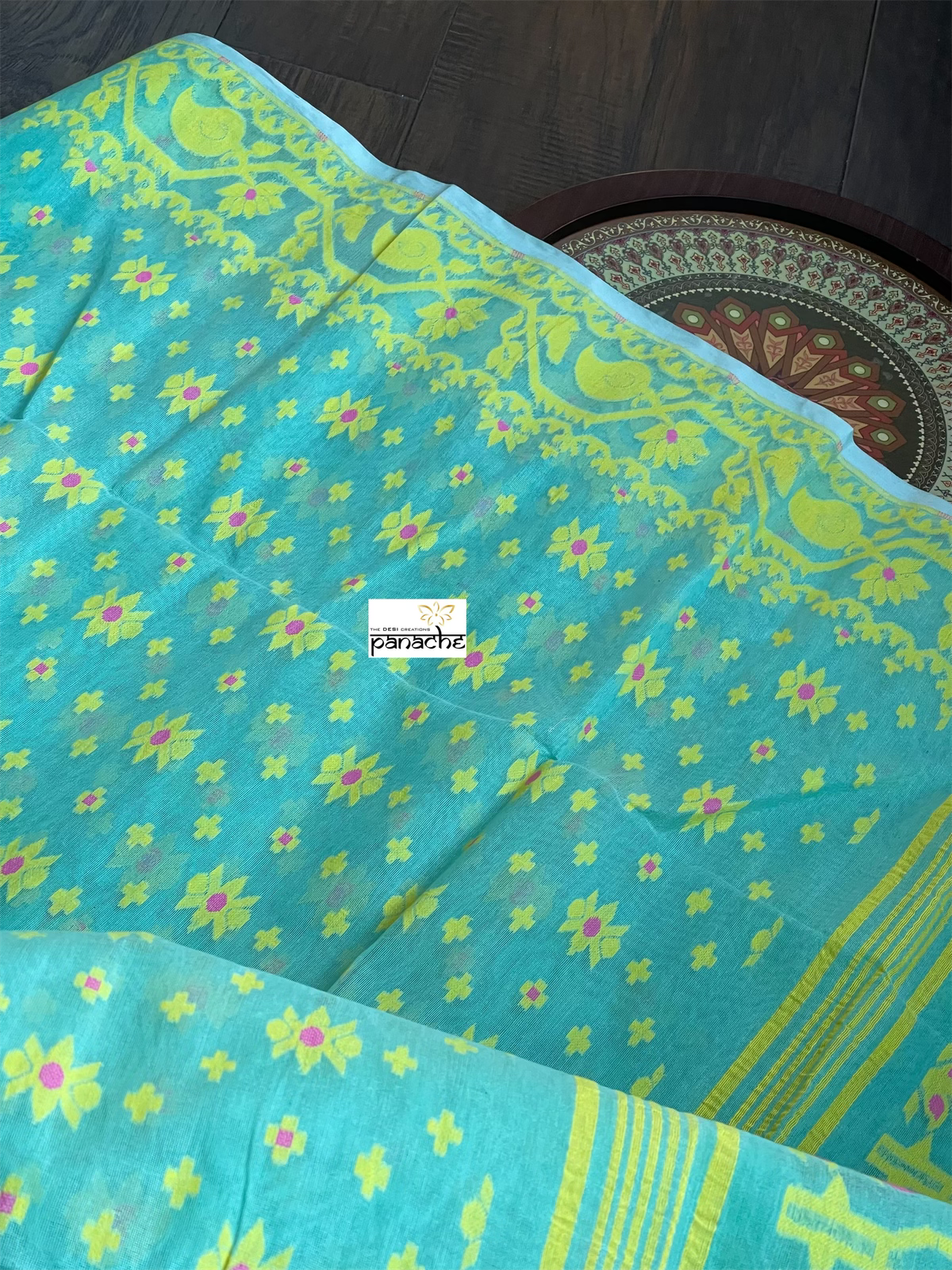 Jamdaani  -Mint Green Yellow