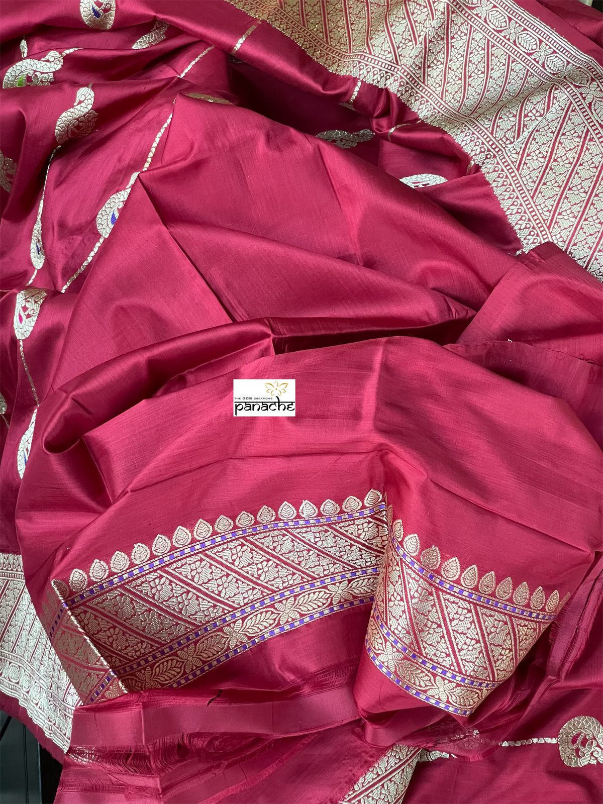 Pure Silk Banarasi - Red Antique Zari