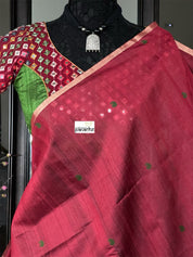 Tussar Silk - Maroon Green
