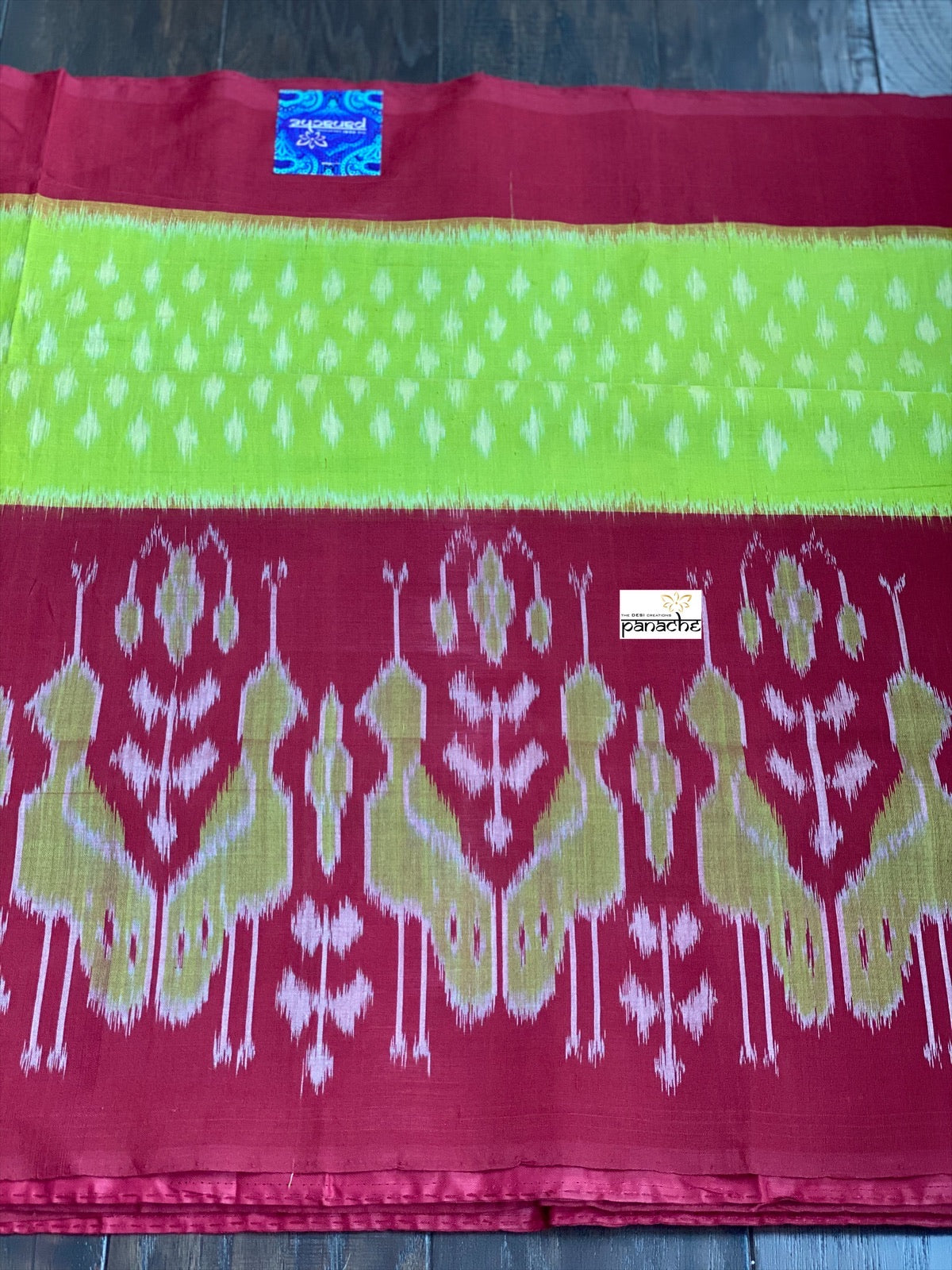 Pure Telia Cotton  - Fluorescent Green Maroon
