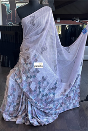 Designer Satin Georgette Sequin - Light Violet Gray