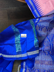 Pure Silk Bomkai - Pink Royal Blue