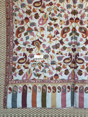 Kashmiri Kani Work Stole - Off-White Multi Resham Woven