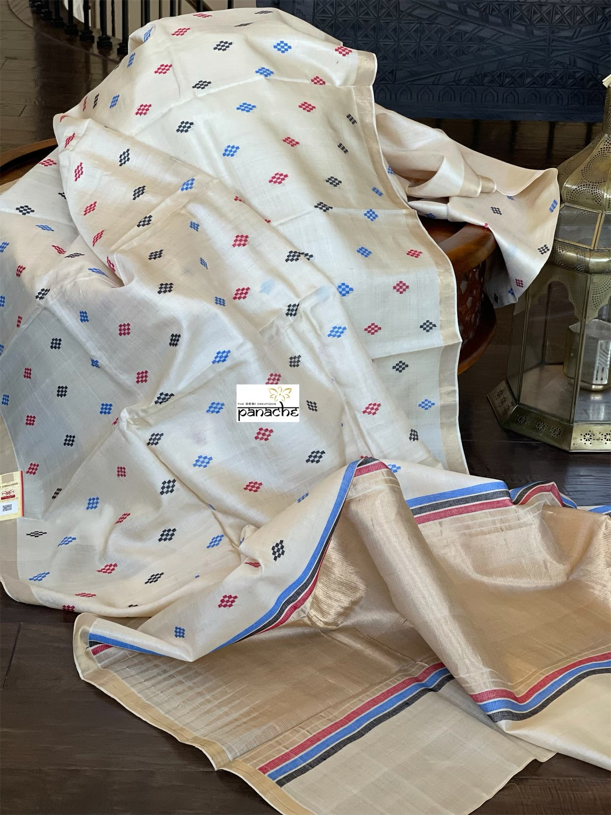 Pure Tussar Silk - Beige Resham Woven