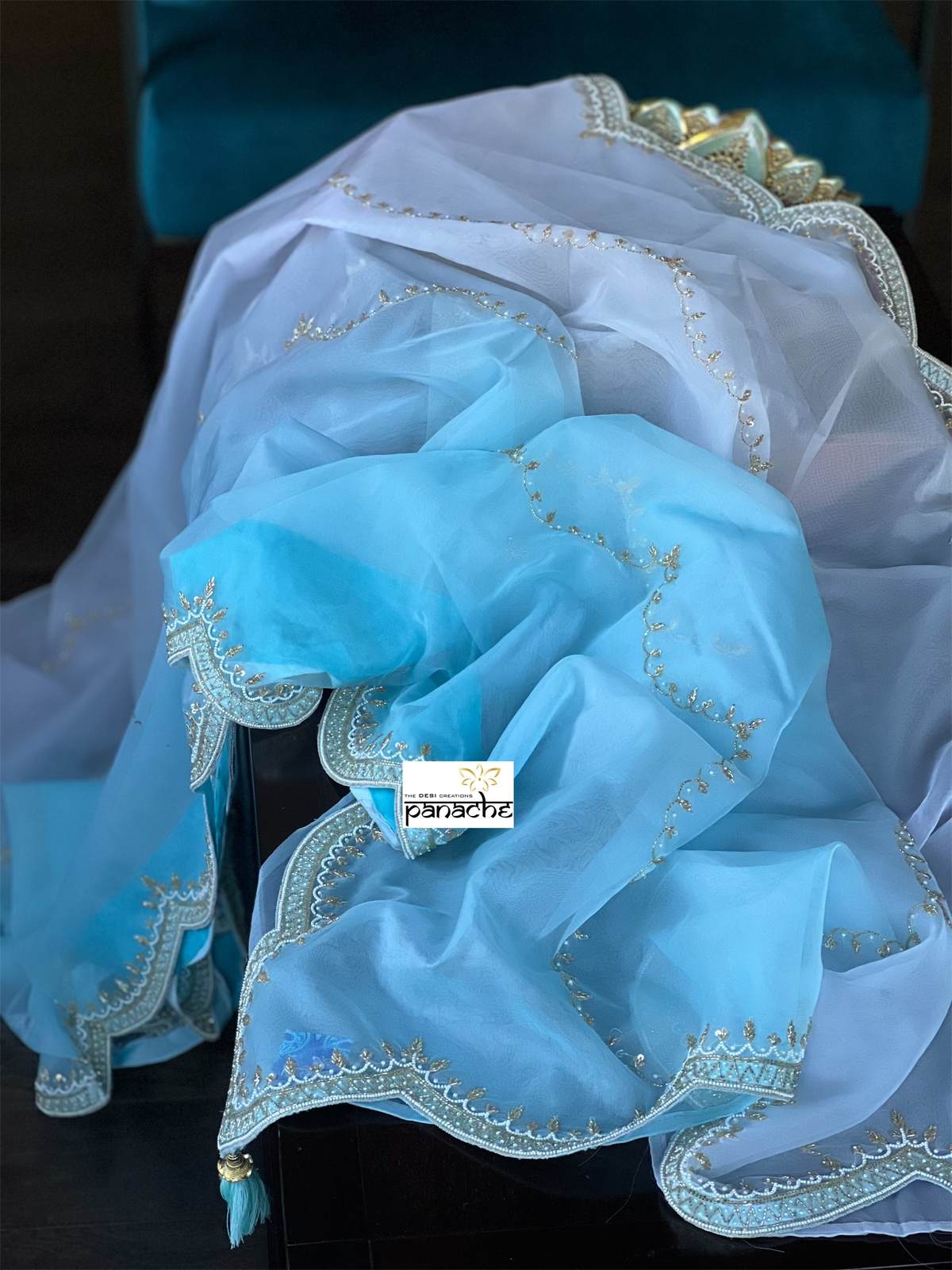 Designer Organza - Shaded Light Blue