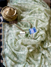 Designer Georgette Chikankari - Pista Green